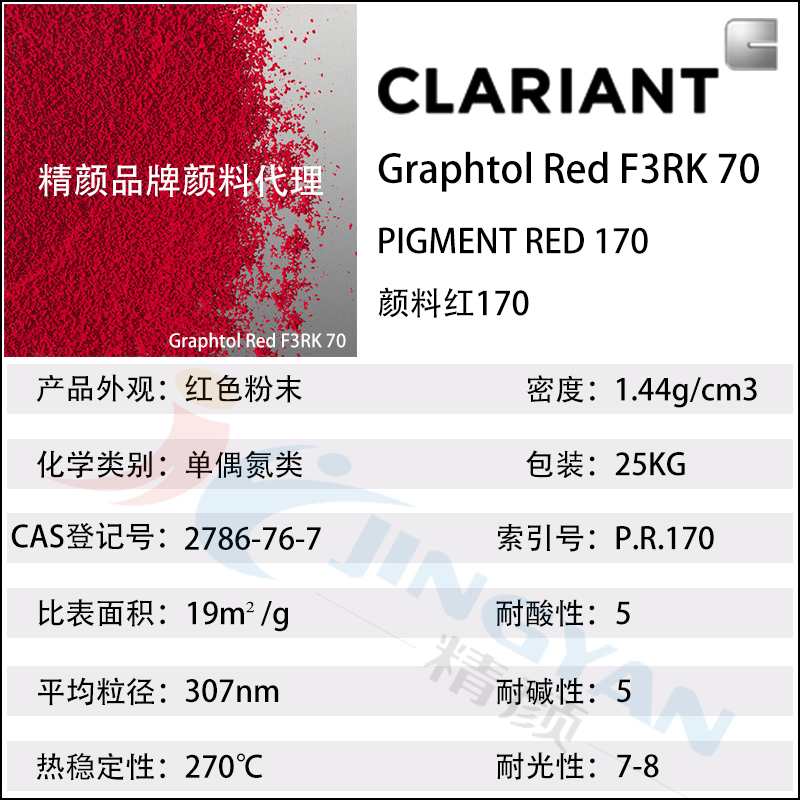 科萊恩F3RK70紅高耐曬顏料Graphtol Red F3RK70(顏料紅170)